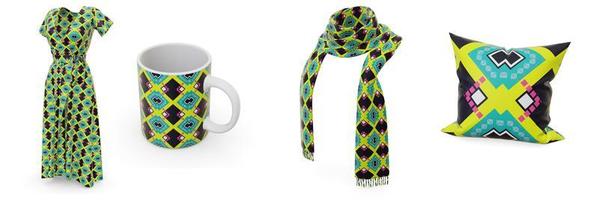 Examples of pattern design seamless are dresses, scarves, mugs and pillows. photo