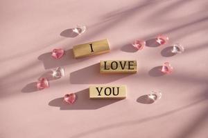 Hearts with I LOVE YOU text photo