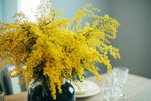 Bouquet of yellow mimosa photo