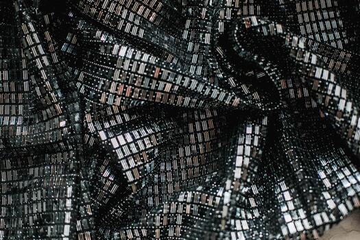 Sequins close-up macro. Abstract texture background with sequins. photo