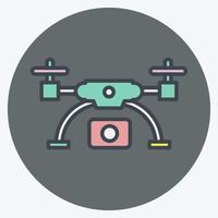 dron icono e imágenes aéreas. relacionado con el símbolo de la fotografía. estilo compañero de color. diseño simple editable. ilustración sencilla vector