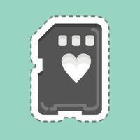 Sticker line cut Memory Card. related to Photography symbol. simple design editable. simple illustration vector