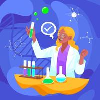 mujeres inventando una nueva fórmula para mujeres y niñas internacionales en la ciencia vector