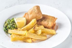 Portion of fish and chips photo