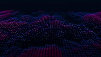 Futuristic wave. The concept of big data. Network connection. Cybernetics. Abstract dark background of blue and pink dots. Visualization of the technological landscape. 3d rendering. photo