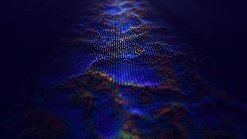 ola futurista. el concepto de grandes datos. cibernética, ciencia y tecnología. fondo oscuro abstracto de puntos azules y naranjas. visualización del panorama tecnológico. representación 3d foto