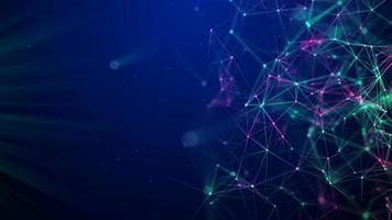 Abstract blue background with moving lines and dots. Network connection. Worldwide connection to the Internet. 3d rendering. photo