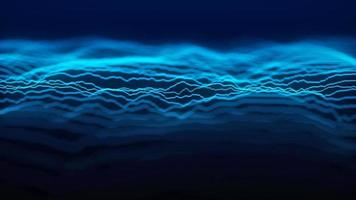 Abstract background with blue dynamic wave. Visualization of the data flow. An active musical wave in space. Visualization of big data. 3d rendering. photo