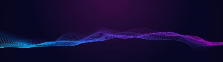 onda luminosa musical futurista. el concepto de grandes datos. conexión de red. cibernética. fondo oscuro abstracto de líneas de colores con puntos. representación 3d foto