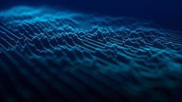 fondo abstracto con onda dinámica azul. visualización del flujo de datos. una onda musical activa en el espacio. visualización de grandes datos. representación 3d foto