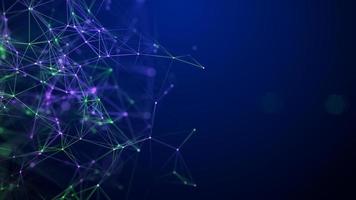 Abstract blue background with moving lines and dots. Network connection. Worldwide connection to the Internet. 3d rendering. photo