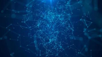 Abstract blue background with moving lines and dots. Network connection. Worldwide connection to the Internet. 3d rendering. photo