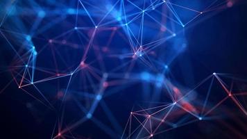 Abstract blue background with moving lines and dots. Network connection. Worldwide connection to the Internet. 3d rendering. photo