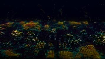 Futuristic glowing wave. The concept of big data. Network connection. Cybernetics. Abstract dark background of dots connected by lines. Digital landscape. 3d rendering. photo