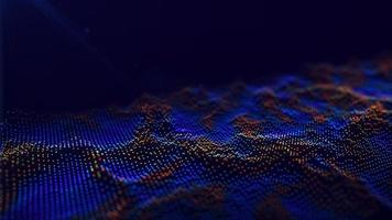 Futuristic wave. The concept of big data. Cybernetics, science and technology. Abstract dark background of blue and orange dots. Visualization of the technological landscape. 3d rendering. photo