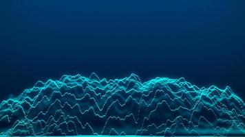Futuristic glowing wave. The concept of big data. Network connection. Cybernetics. Abstract dark background of blue waves. Digital landscape. 3d rendering. photo
