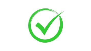 animación de icono de marca de verificación verde, marca de verificación animada sobre fondo blanco video
