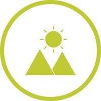 Unique Sun on Mountain Vector Glyph Icon