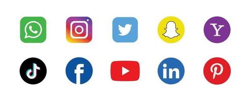 iconos de redes sociales. logotipos de facebook, instagram, twitter, youtube. símbolos vectoriales editoriales. vector