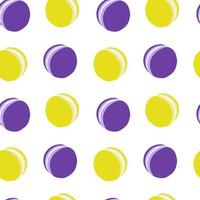 Yellow and purple macaron seamless pattern. Vector seamless pattern with cute sweet macaron.