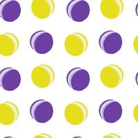 Yellow and purple macaron seamless pattern. Vector seamless pattern with cute sweet macaron.