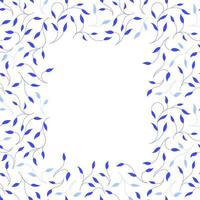 Square frame of blue branches. White background. vector