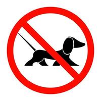 Black silhouette of a dog in a prohibition sign. Dachshund. Vector illustration