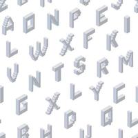 patrón de letras recogidas de bloques de plástico de color gris sobre un fondo blanco. para impresión y decoración. ilustración vectorial vector