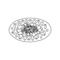 vector beshbarmak plato kazajo dibujado a mano. ilustración de plato nacional de asia central