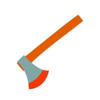 Vector axe illustration. Hand drawn hatchet sketch with orange handle. Vector stock illustration. Garden tool.