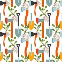 Garden tools seamless pattern vector