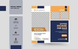 Modern home property square banner social media post template design Pro Vector