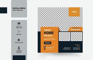 Modern home property square banner social media post template design Pro Vector