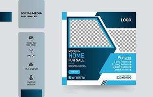 Modern home property square banner social media post template design vector