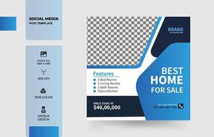 Social media post template design for real estate home sales and house rent free vector