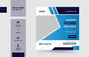 Real estate modern home sale banner or social media post design, Construction social media post banner design template free vector