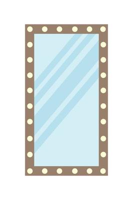Flat style vector mirror with lamps for shop. Showroom mirror with lamps.