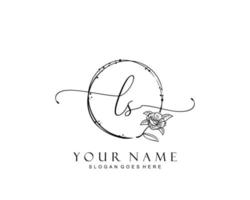 Initial LS beauty monogram and elegant logo design, handwriting logo of initial signature, wedding, fashion, floral and botanical with creative template. vector