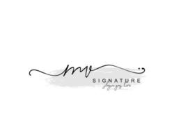 Initial MV beauty monogram and elegant logo design, handwriting logo of initial signature, wedding, fashion, floral and botanical with creative template. vector