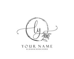 Initial LY beauty monogram and elegant logo design, handwriting logo of initial signature, wedding, fashion, floral and botanical with creative template. vector