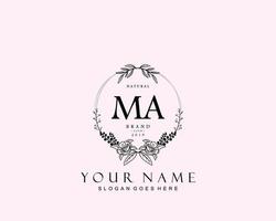 Initial MA beauty monogram and elegant logo design, handwriting logo of initial signature, wedding, fashion, floral and botanical with creative template. vector