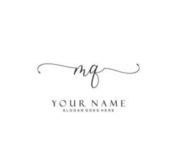 Initial MQ beauty monogram and elegant logo design, handwriting logo of initial signature, wedding, fashion, floral and botanical with creative template. vector
