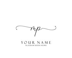 Initial MP beauty monogram and elegant logo design, handwriting logo of initial signature, wedding, fashion, floral and botanical with creative template. vector