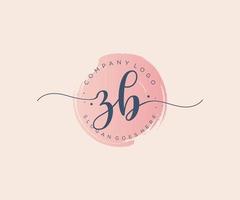 Initial ZB feminine logo. Usable for Nature, Salon, Spa, Cosmetic and Beauty Logos. Flat Vector Logo Design Template Element.