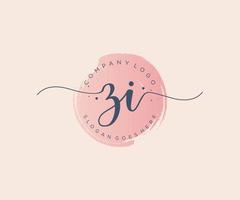 Initial ZI feminine logo. Usable for Nature, Salon, Spa, Cosmetic and Beauty Logos. Flat Vector Logo Design Template Element.