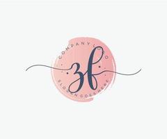 Initial ZF feminine logo. Usable for Nature, Salon, Spa, Cosmetic and Beauty Logos. Flat Vector Logo Design Template Element.