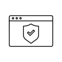 The secure website icon marked by a shield represents the web security system in the browser vector