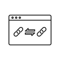 Website link icon with chains and arrows in browser vector