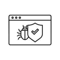 Website security icon from bugs, malware and computer viruses attack showing browser and shield vector