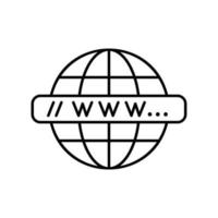 icono de world wide web o www con globo y barra de direcciones del sitio web o dominio vector